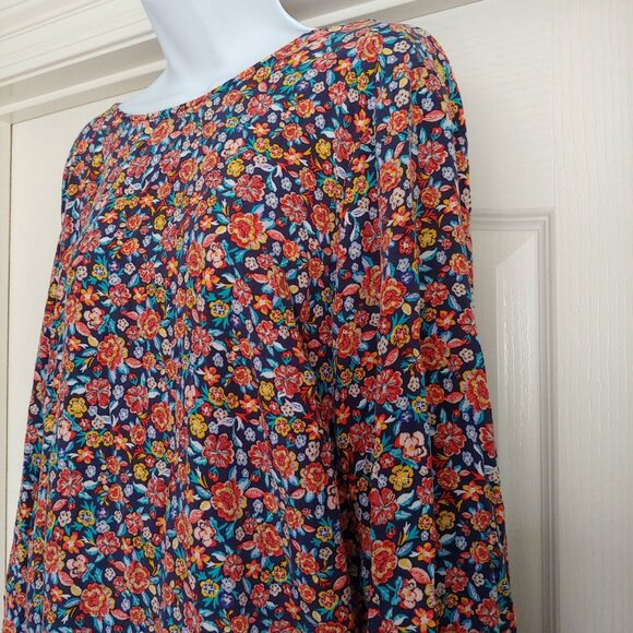 Old Navy Floral Colorful Flowy Boho Long Sleeve Modest Dress XXL - Picture 7 of 14